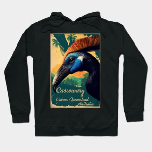 Cairns Australia Cassowary Vintage Travel Art Poster Hoodie